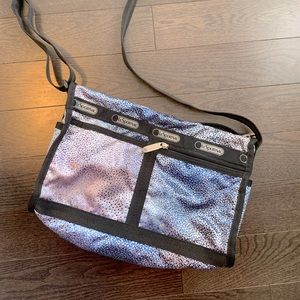 LeSportsac Medium Everyday Bag- Silver, Blue and Purple Shine